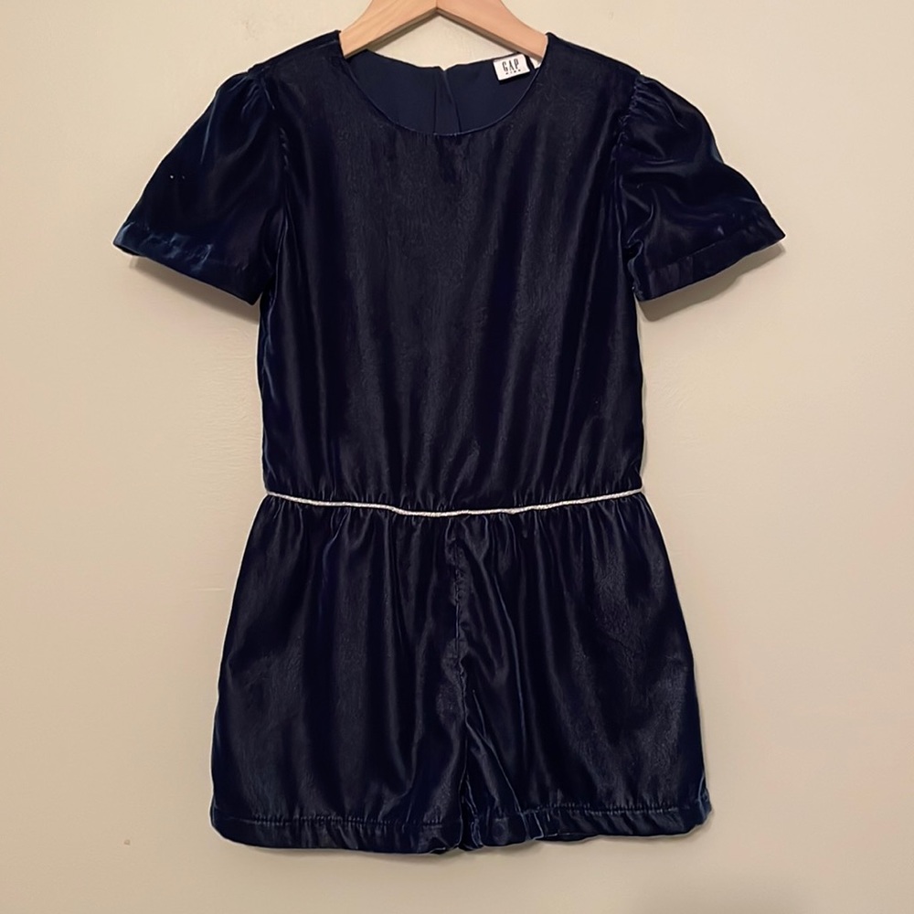 Gap Kids Girls Blue Velour Holiday Romper Size 6 7